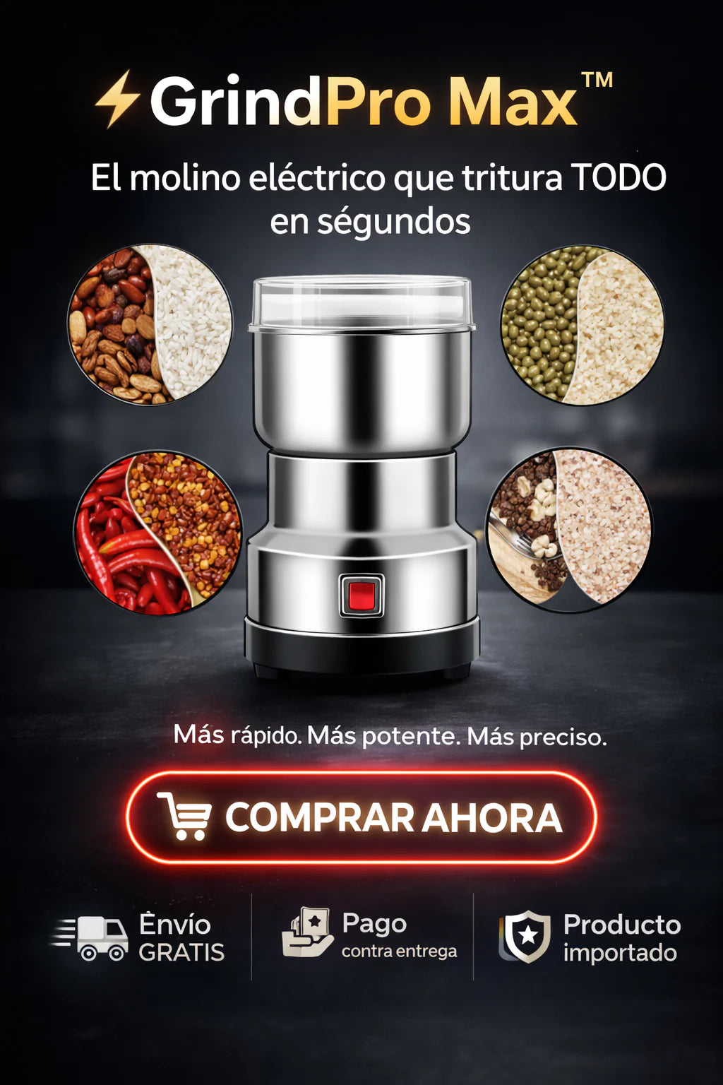 Molino Electrico Grindpro Max-☕No necesitas esfuerzo manual⚡