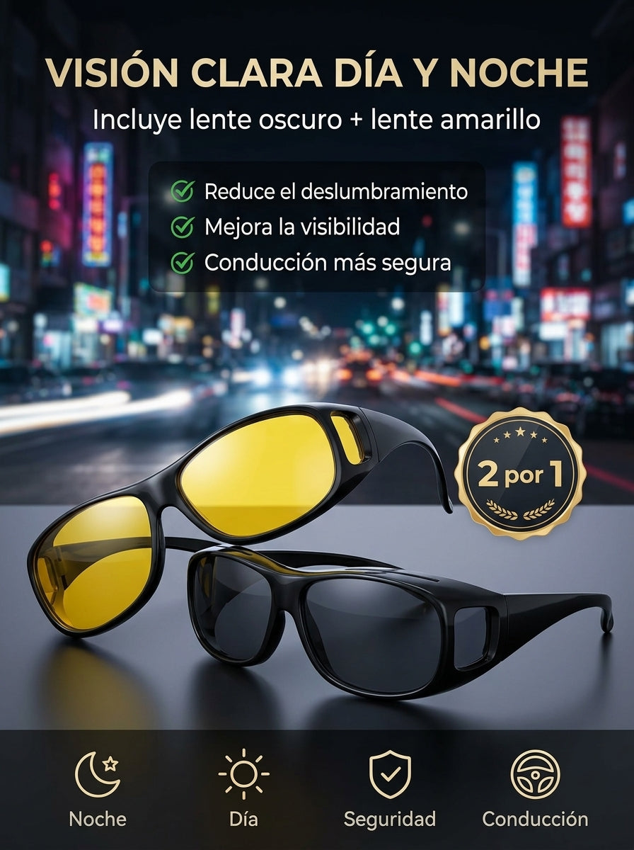 Gafas Nocturnas-🚗🌙Pack 2 en 1 con lentes amarillo y oscuro para conducir con mayor claridad🕶️✨