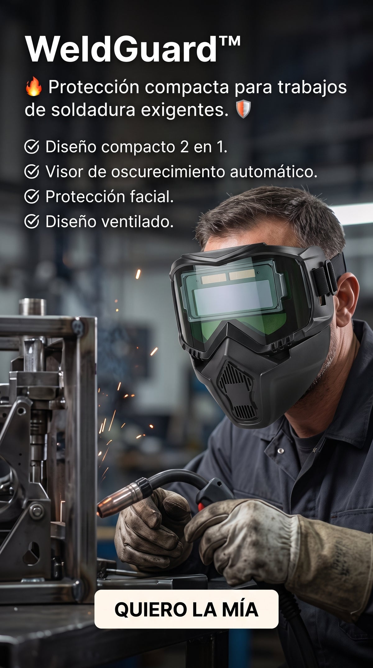 ⚡Máscara Inteligente de Soldadura con Tecnología de Oscurecimiento Automático 🛡️👨🏭