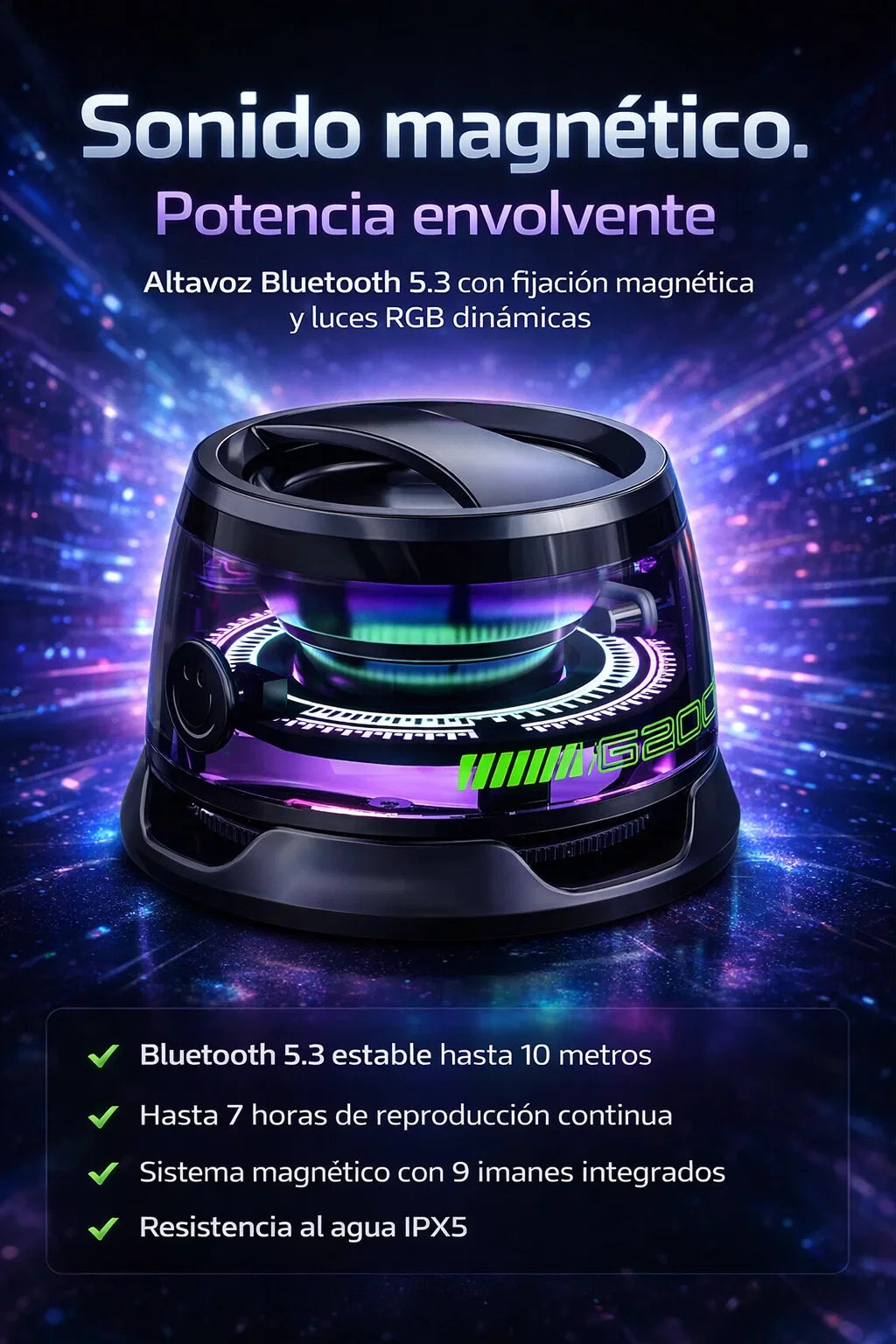 Altavoz Magnetico-Sonido envolvente que se adhiere a tu estilo y transforma cualquier espacio🔊⚡