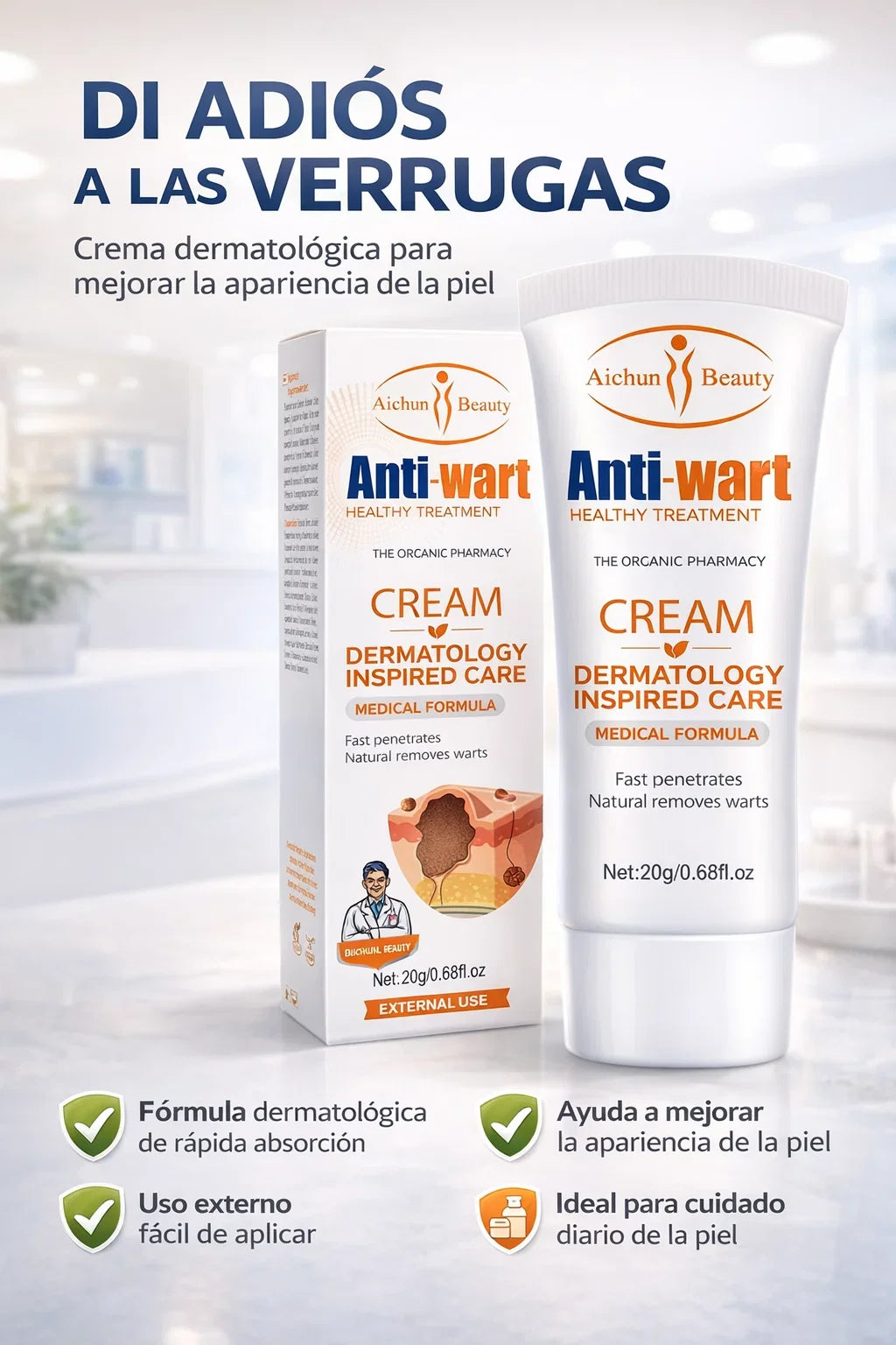✨ DermaClear AntiWart – Crema Dermatológica 20g para el Cuidado de Verrugas y la Piel 🌿