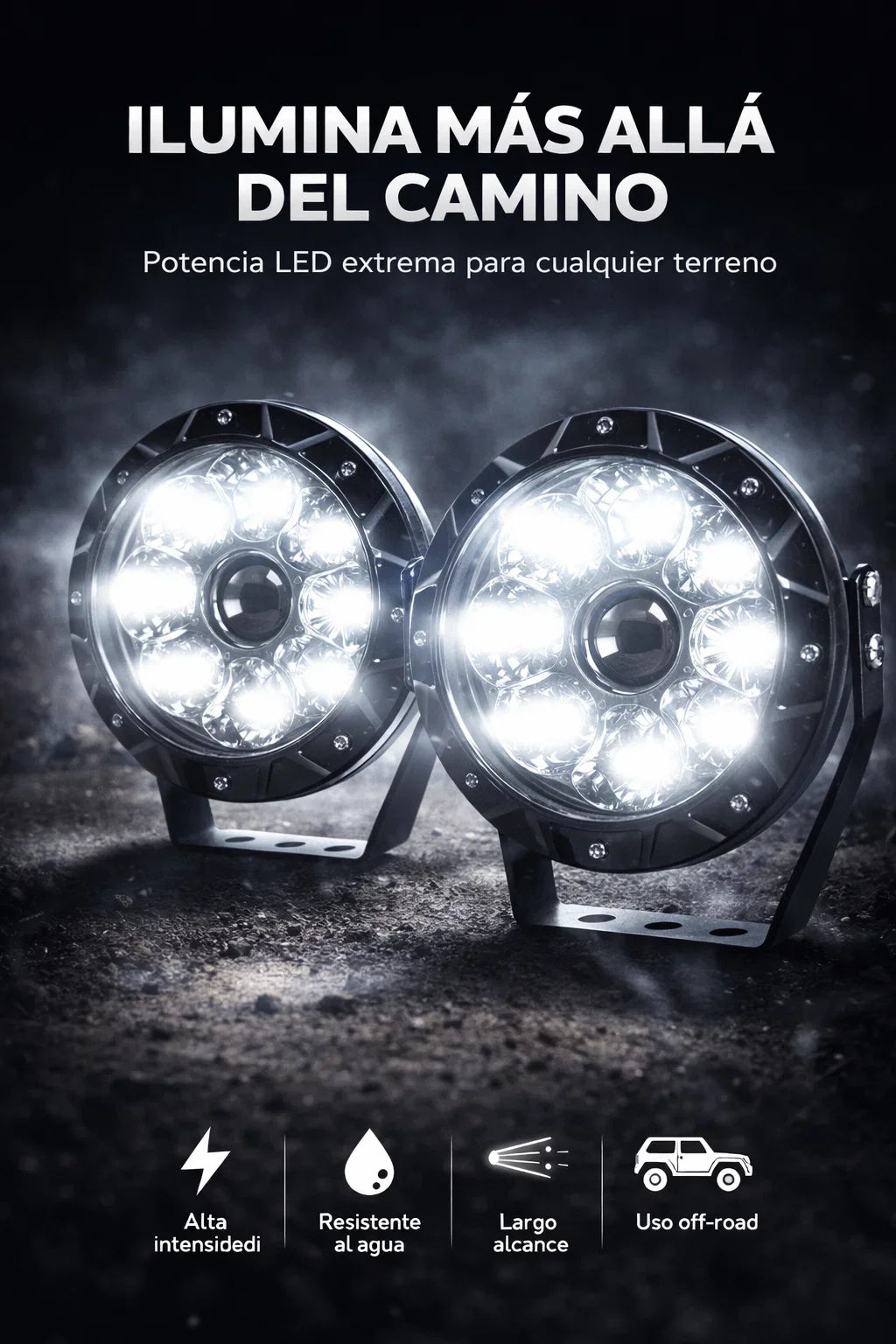 LED OffRoad-💡x2 Máxima iluminación 2 exploradoras de alto alcance 🚙🔥