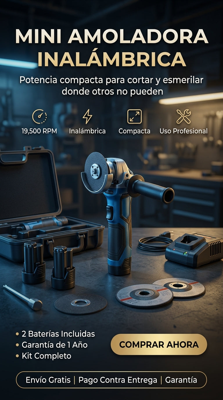 MINI AMOLADORA PRO X12 ⚡🔥 Potencia inalámbrica -kit completo y 2 baterías incluidas 🔋