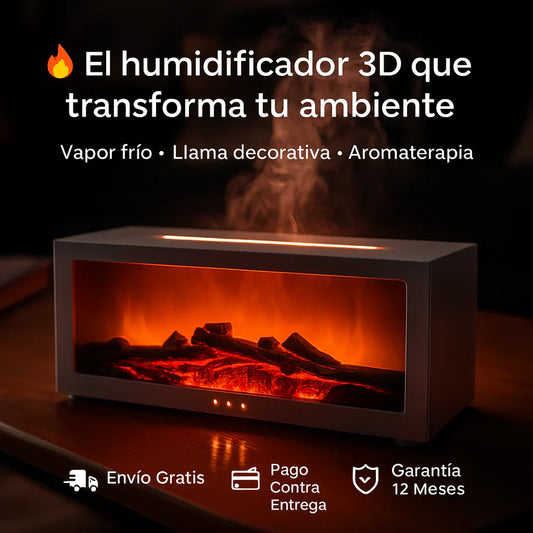 HUMIFICADOR CHIMENEA 3D + 🎁8 Esencias de Regalo🎁