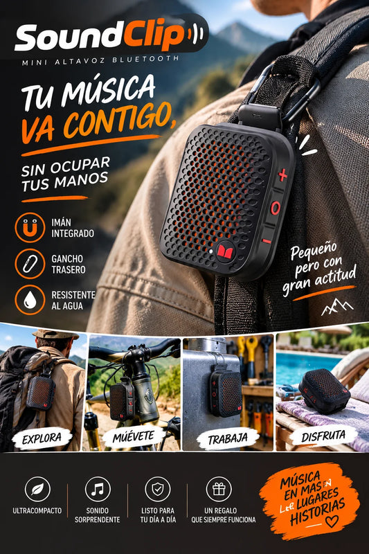 SoundClip™ | Mini Altavoz Bluetooth Portátil 🔊🎵
