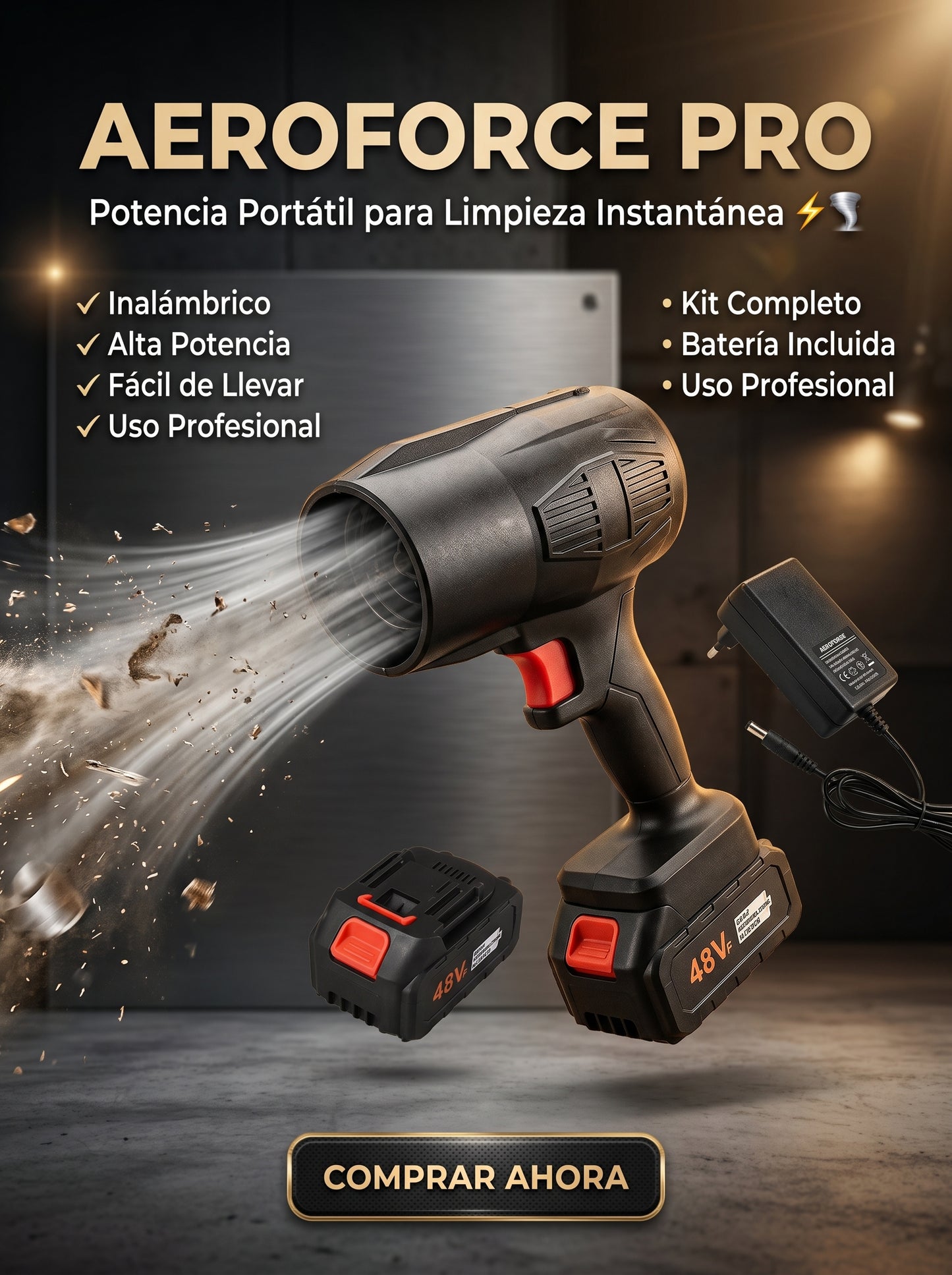 AeroForce Pro-🚀Más fuerza de soplado con batería y cargador incluidos 🌪️⚡