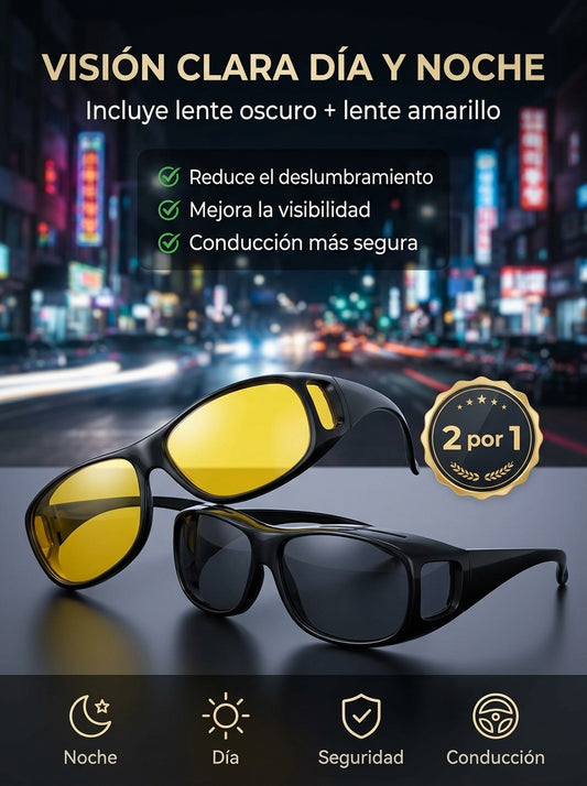 Gafas Nocturnas-🚗🌙Pack 2 en 1 con lentes amarillo y oscuro para conducir con mayor claridad🕶️✨