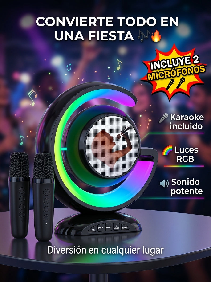 Karaoke Portatil-🔥Convierte cualquier lugar en una fiesta con sonido potente y 2 micrófonos incluidos🎶🎤🎤