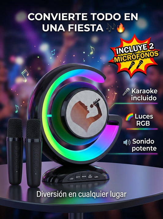 Karaoke Portatil-🔥Convierte cualquier lugar en una fiesta con sonido potente y 2 micrófonos incluidos🎶🎤🎤