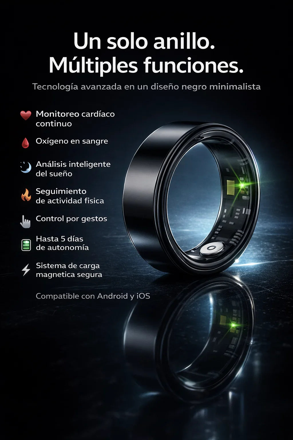 AuraRing Smart-💍⚡anillo inteligente para que monitorees tu salud 24/7🔋📲