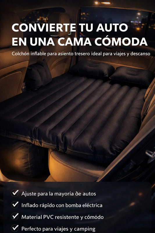 Colchón Inflable💤🚗para auto con 3 accesorios incluidos para máximo confort