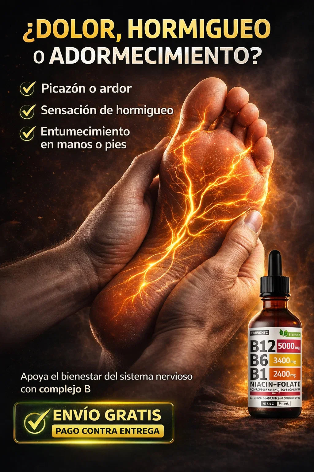 ⚡Suplemento de Vitaminas B12-B6-B1 con Gotero para Energía y Bienestar Diario 💧🧠