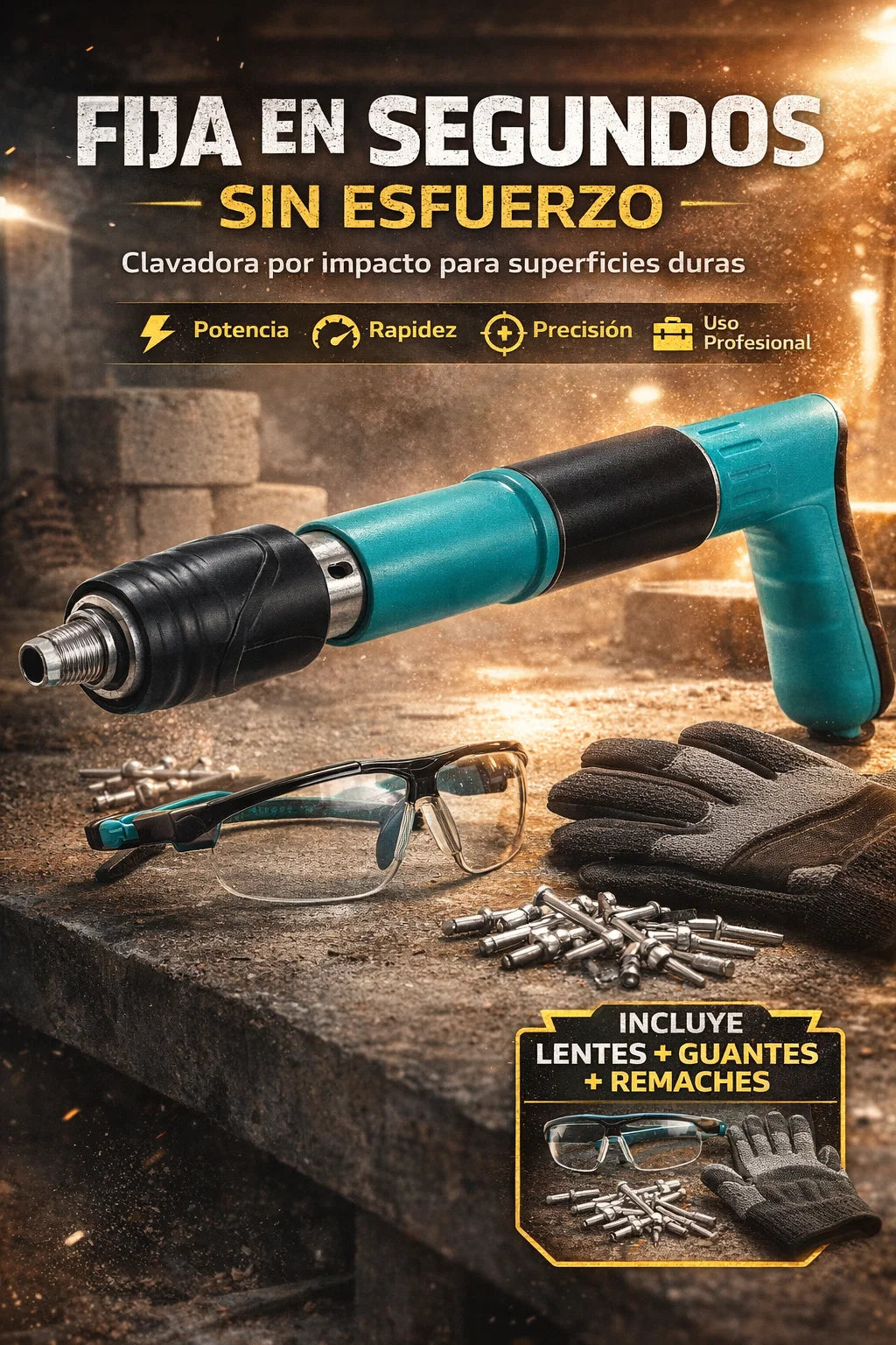 Clavadora Manual-🔩 Para trabajar en concreto y acero sin esfuerzo con kit completo 💥